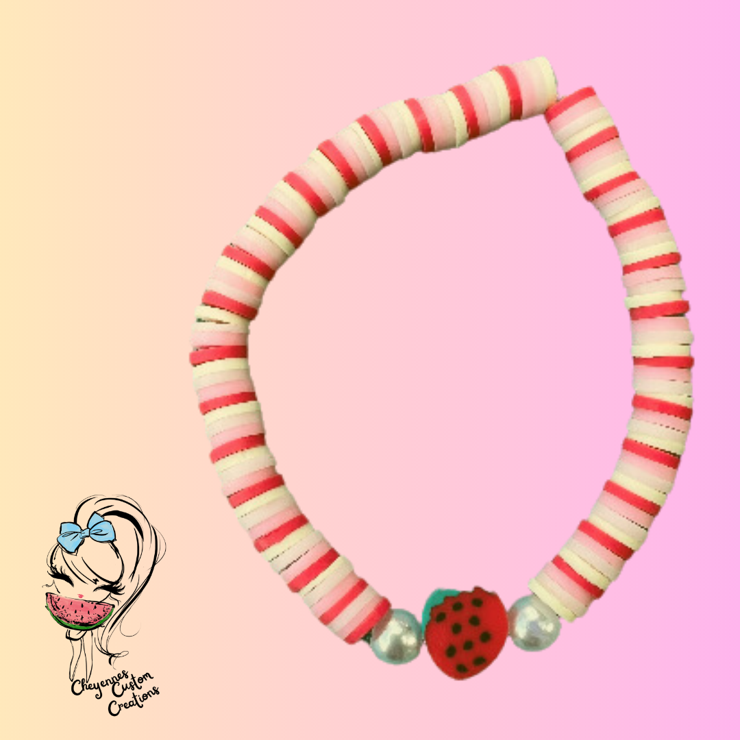 Strawberry Watermelon Clay bead Bracelet - Mamma Fierce Designs