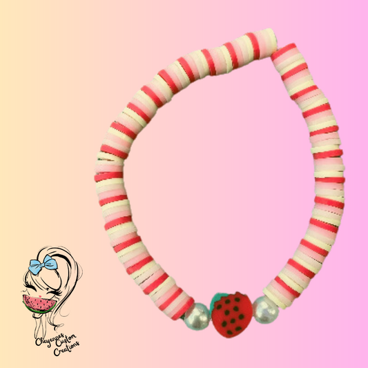 Strawberry Watermelon Clay bead Bracelet - Mamma Fierce Designs